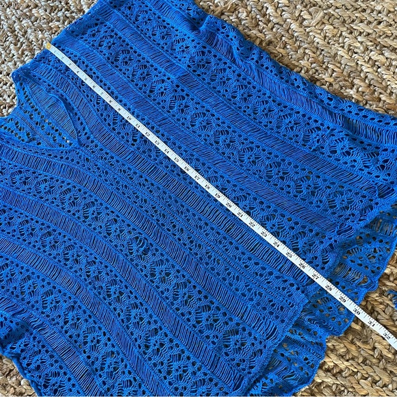 Open Knit Cover up Royal Blue Drawstring ruched sides one size - Picture 11 of 12